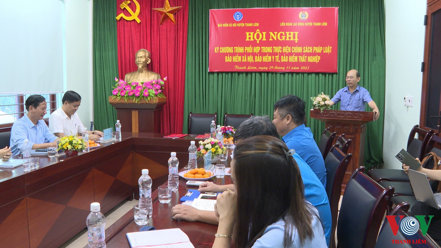 Đông chí Trần Xuân Thành - Phó BT TT HU phát biểu tại lễ ký kết . Ảnh: Kim Dung