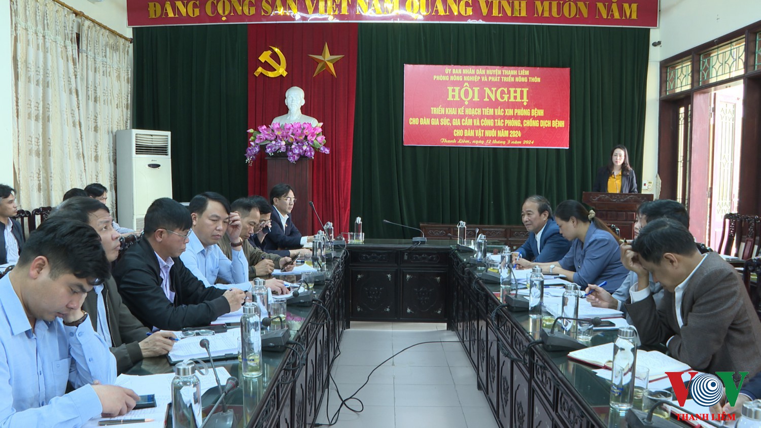 Đồng chí Lại Thị Ngọc Trâm, TV HU, Phó CT UBND huyện phát biểu chỉ đạo. Ảnh: Kim Dung