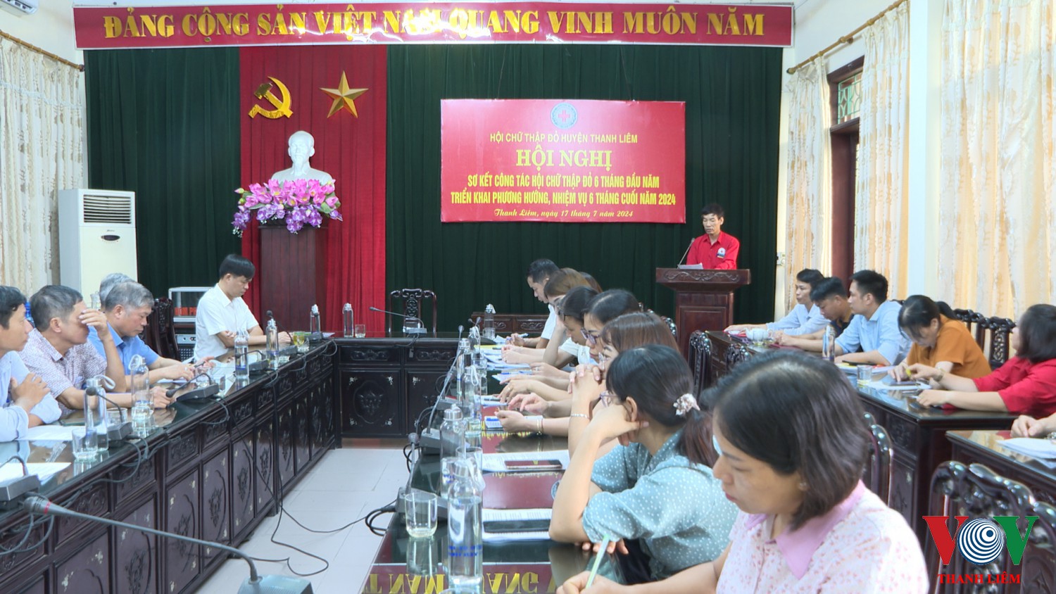 Lãnh đạo hội CTĐ huyện phát biểu tại hội nghị. Ảnh: Kim Dung