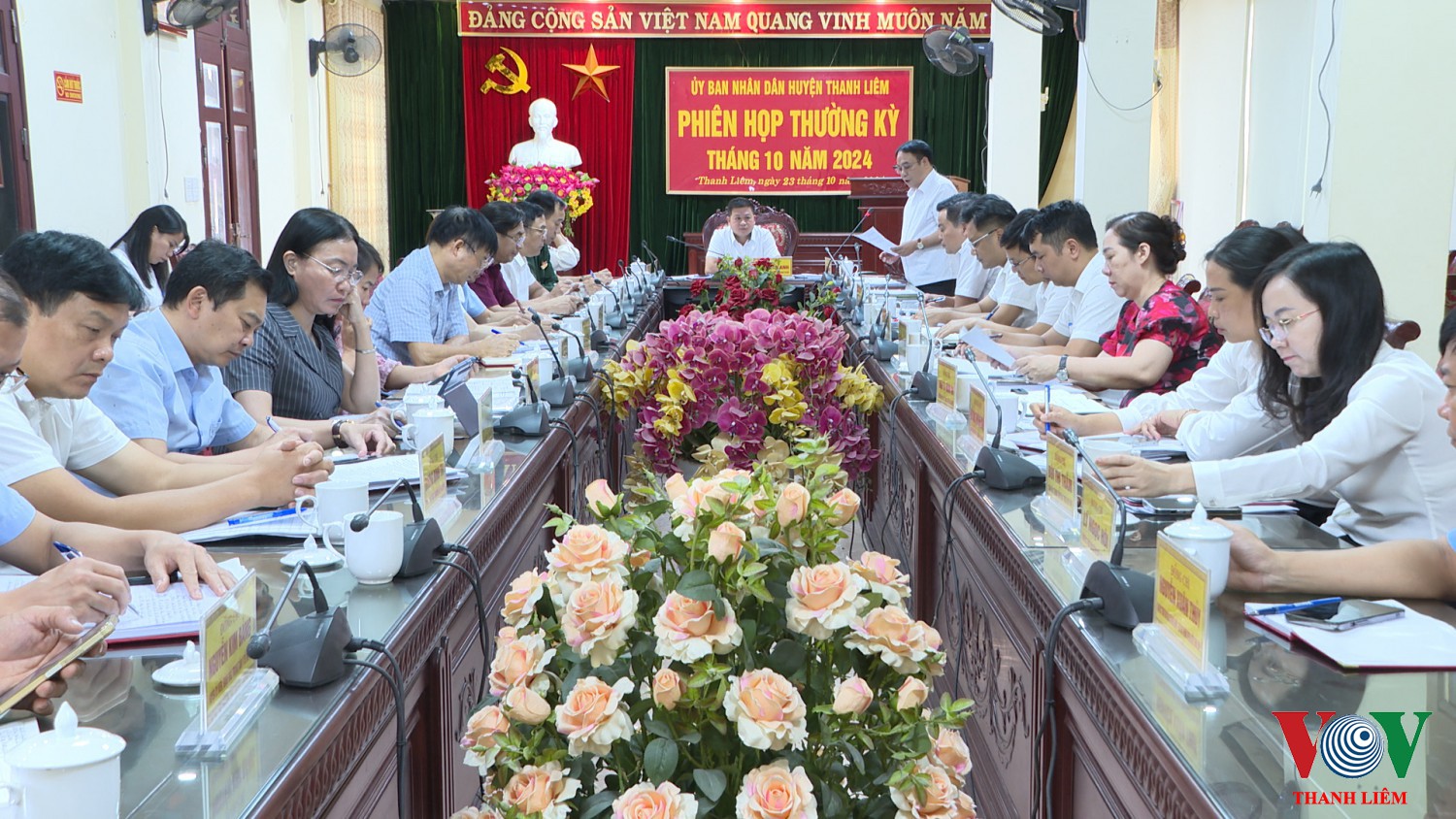 Đồng chí Hoàng Mạnh Dũng – BT HU, CT HĐND huyện phát biểu chỉ đạo
